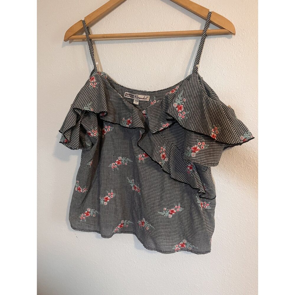 Gypsies & Moondust Floral Off-the-shoulder Ruffle Tank